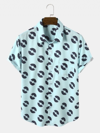 Miesten All Over Vinyylilevyt Print Vintage Lyhythihaiset Paidat