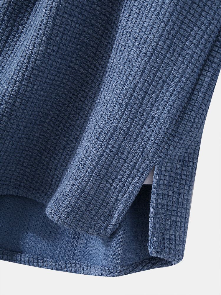 Miesten Neule Jacquard-kiinteä Rakenne Pitkähihaiset Henley Paidat