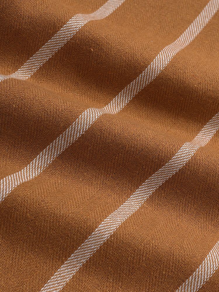 Miesten Vintage-raidalliset Mukavat Rento Henley-paidat