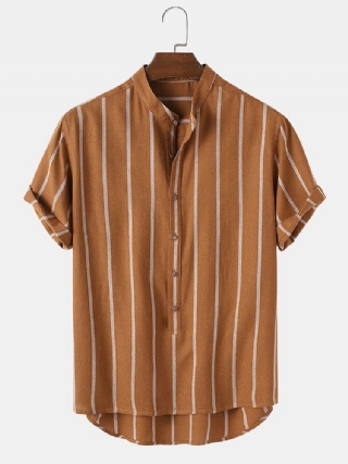 Miesten Vintage-raidalliset Mukavat Rento Henley-paidat