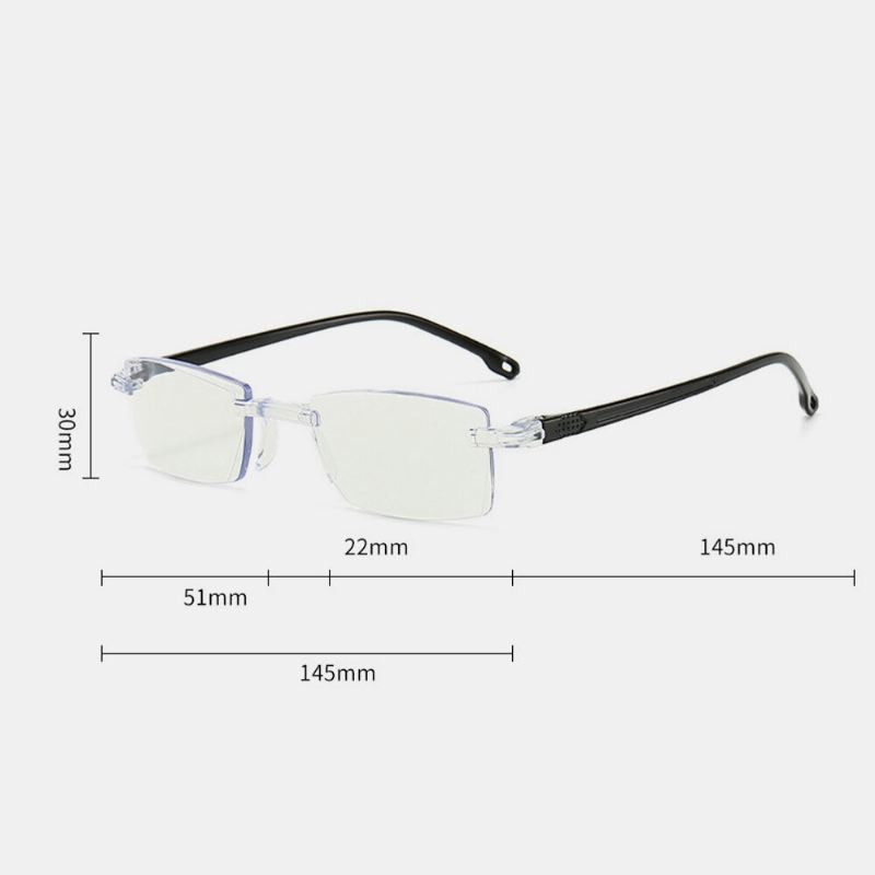 Unisex Anti-blue Light Kehyksetön Hd Diamond Trimming Bi-light Kaksikäyttöiset Lukulasit Presbyopic-lasit