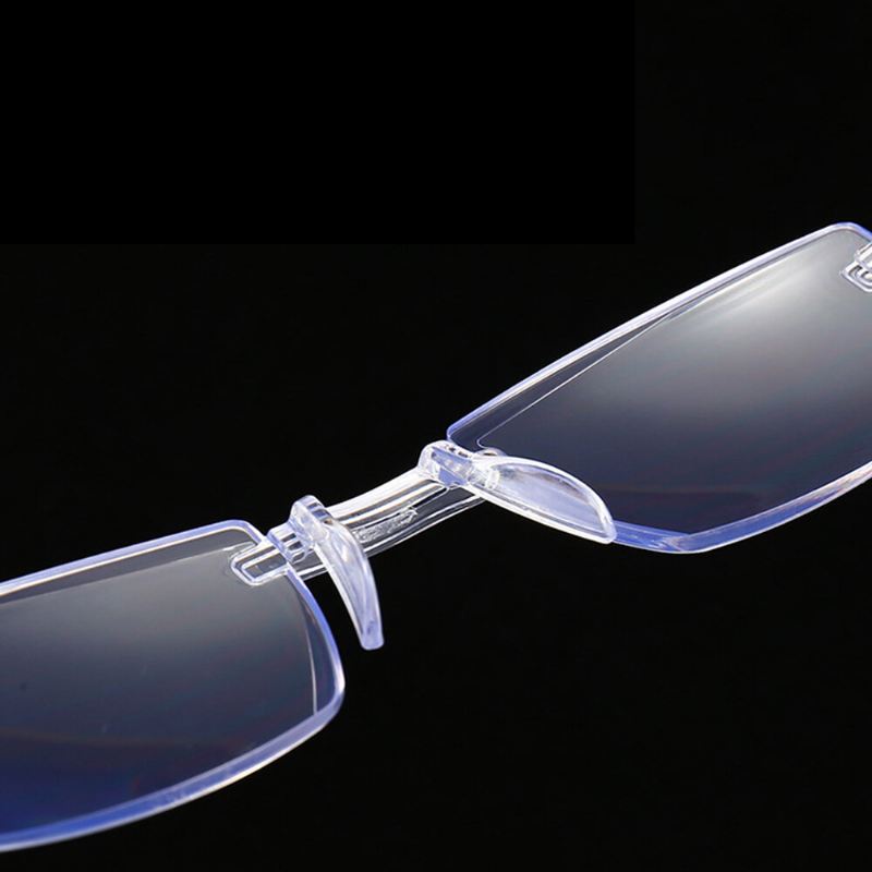 Unisex Anti-blue Light Kehyksetön Hd Diamond Trimming Bi-light Kaksikäyttöiset Lukulasit Presbyopic-lasit