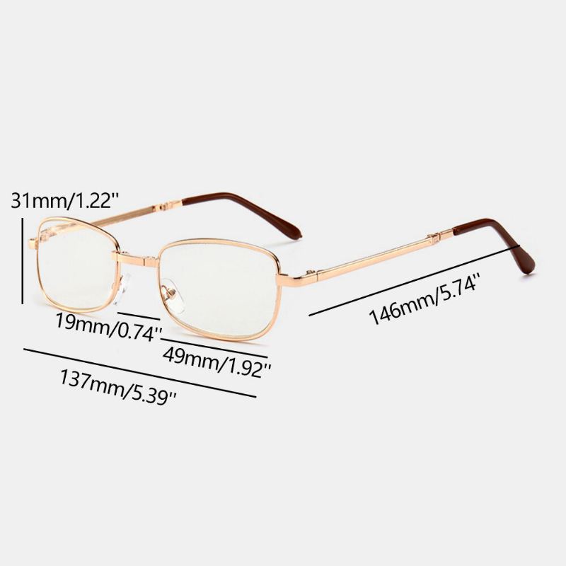 Unisex Soikeat Kokokehykset Lukulasit Kannettavat Taitettavat Metallikehykset Presbyopia Lasit Lasilaatikolla