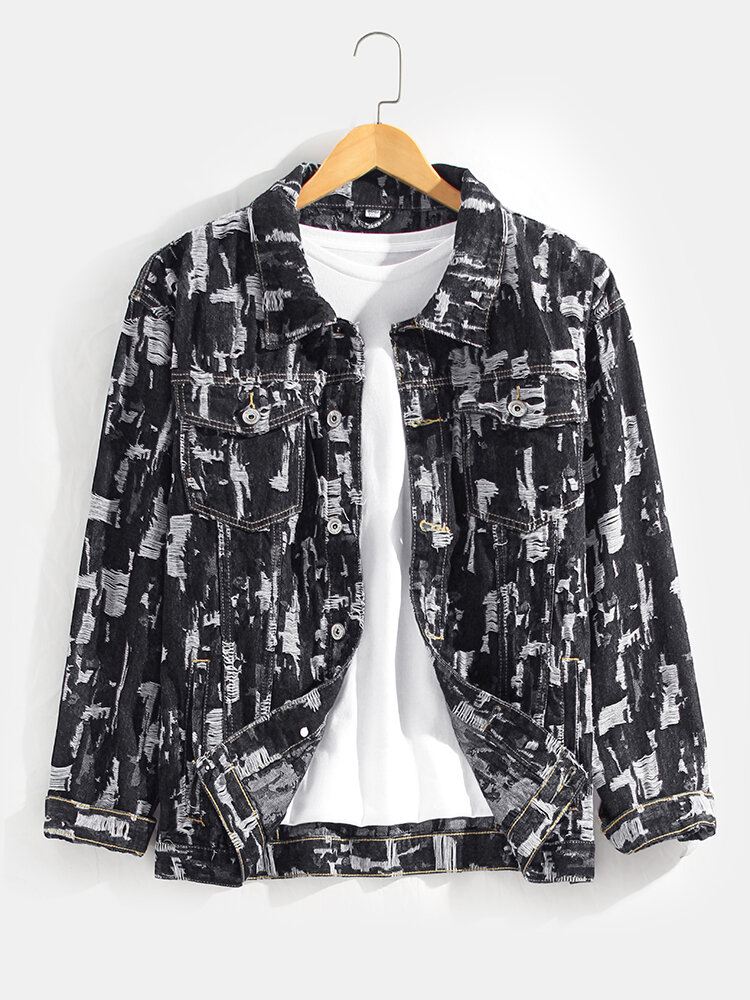 Miesten Allover Scratch Revitty Designer Rento Denim Takki