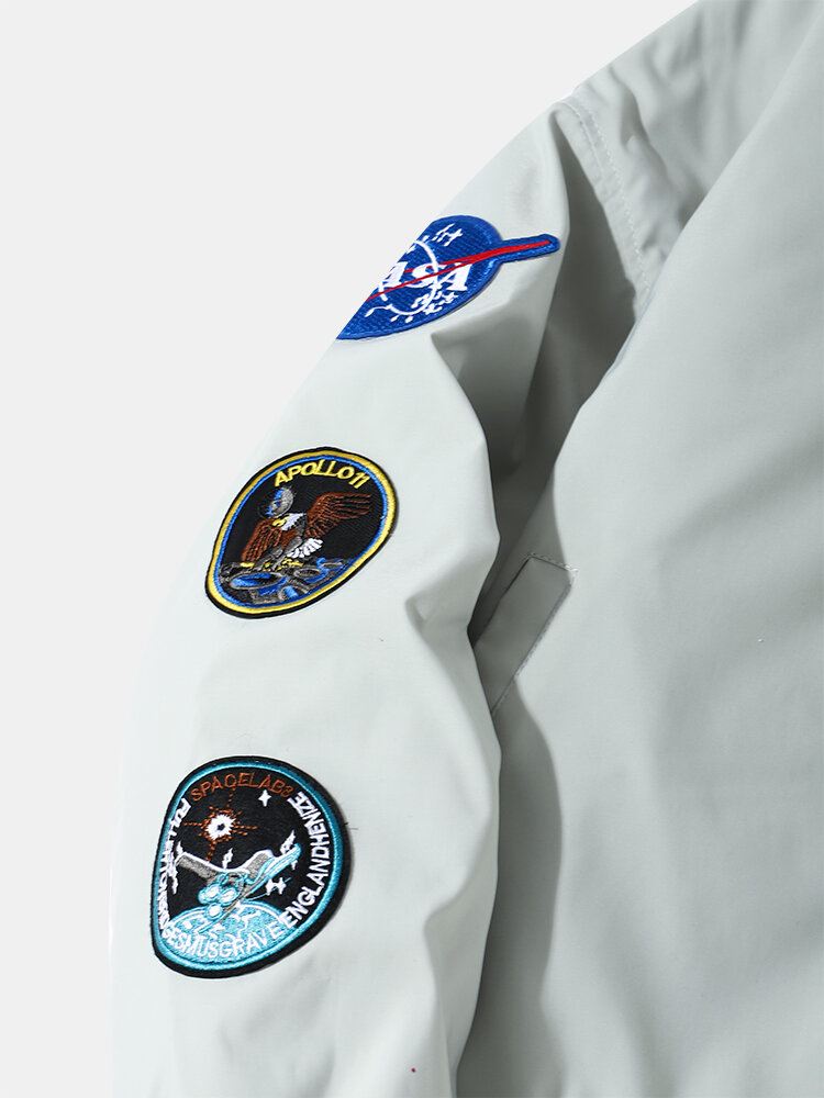 Miesten Astronaut Nasa Letter Ikoni Kuvio Baseball Kaulus Vetoketjutaskut Rento Takit