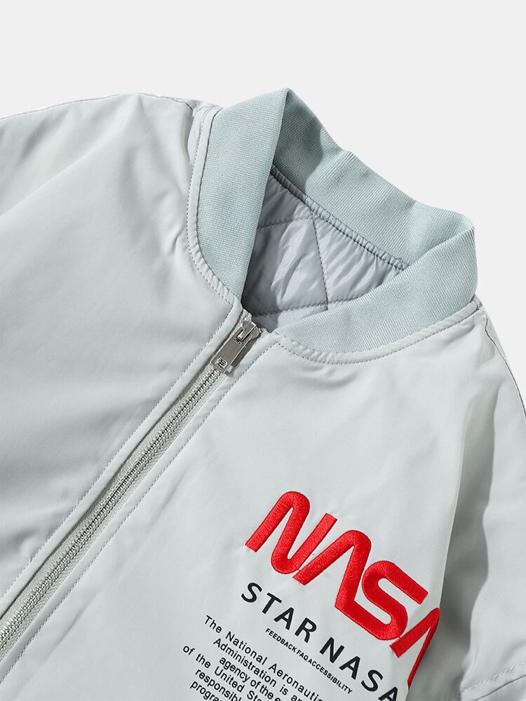 Miesten Astronaut Nasa Letter Ikoni Kuvio Baseball Kaulus Vetoketjutaskut Rento Takit