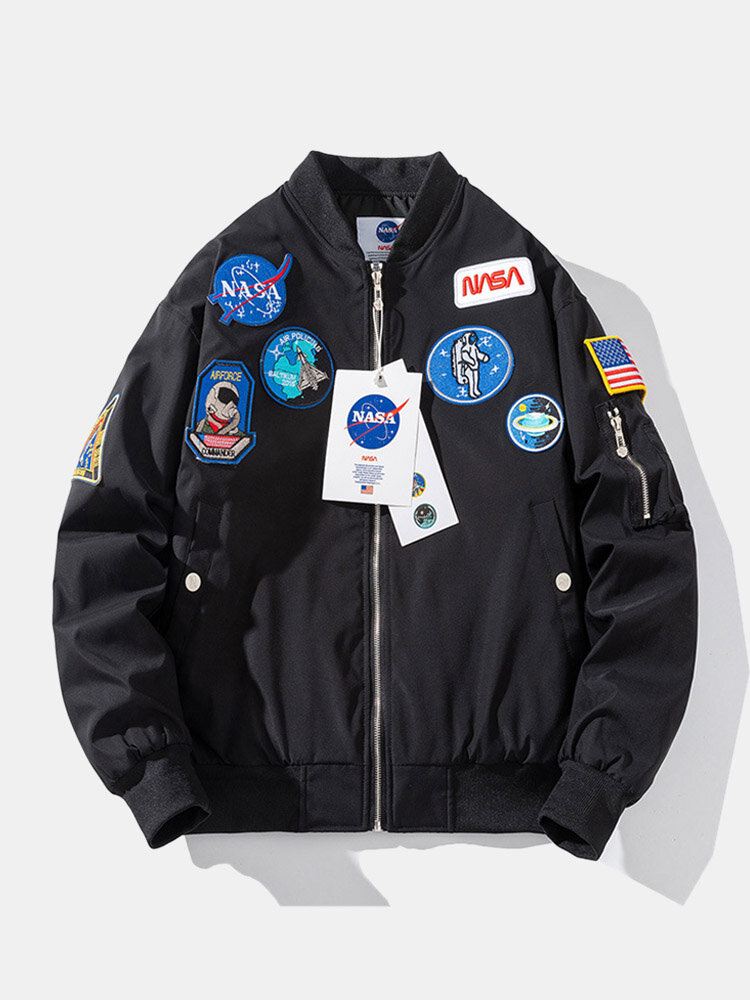 Miesten Astronauttikuvakekuvio Nasa Baseball-kaulus Ulkoilutakit