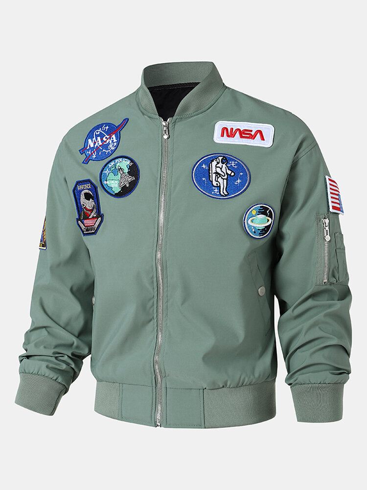 Miesten Astronauttikuvakekuvio Nasa Baseball-kaulus Ulkoilutakit