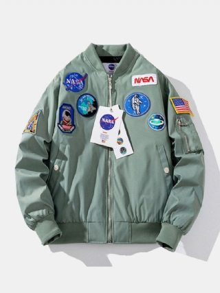 Miesten Astronauttikuvakekuvio Nasa Baseball-kaulus Ulkoilutakit