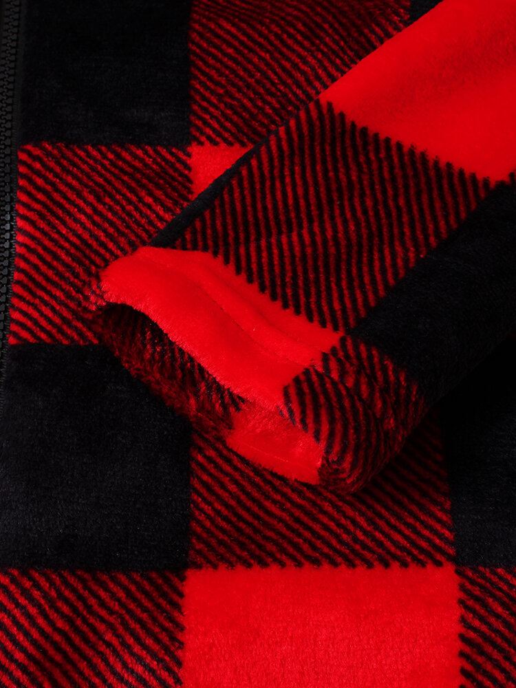 Miesten Klassinen Ruutukuvioinen Fleece-lanka Rento Tyylikkäät Lämpimät Takit