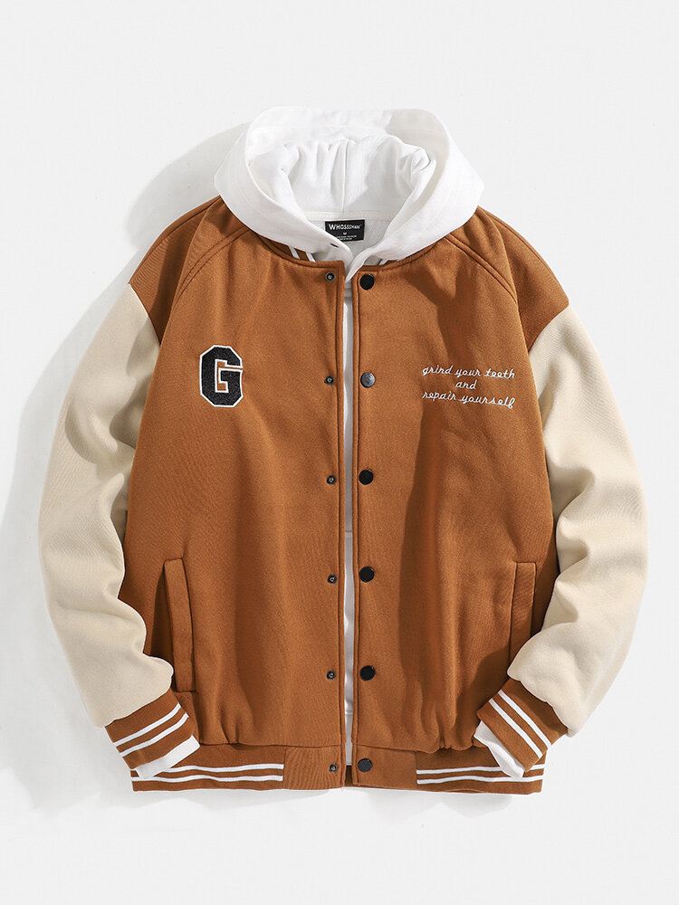 Miesten Letter Graphics Drop Shoulder Patchwork Baseball Kaulustakki