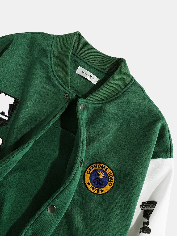Miesten Merkit Painonapit Kontrasti Rento Varsity-pesäpallotakki