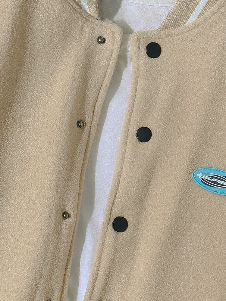 Miesten Polar Fleece Edessä Napit Taskut Pitkähihaiset Vapaa-ajan Takit