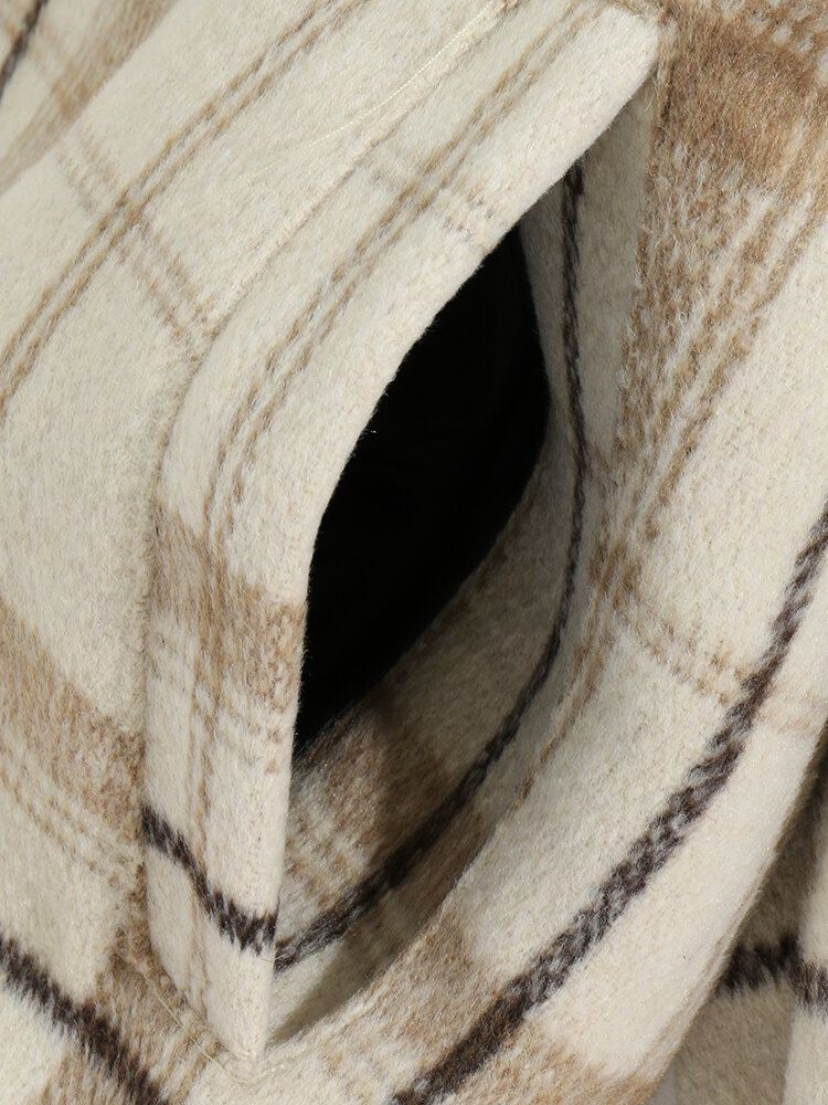 Miesten Ruudullinen Nappikannella Varustettu Vintage-takki