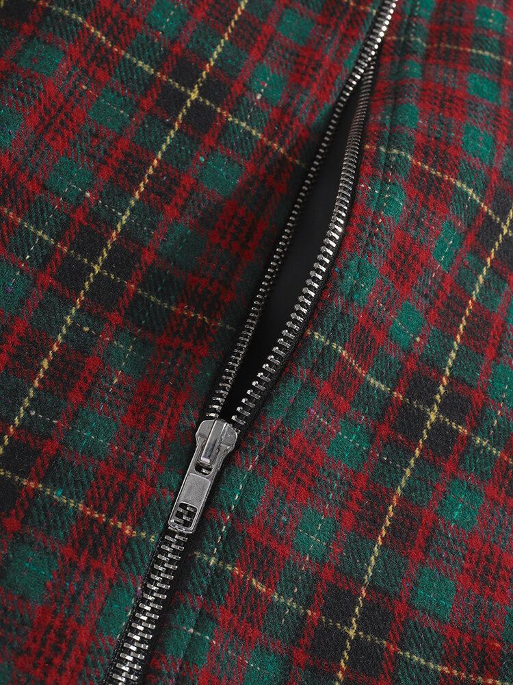 Miesten Sarjakuva Elk Graphics Vintage Plaid Borg-kaulustakki Taskulla