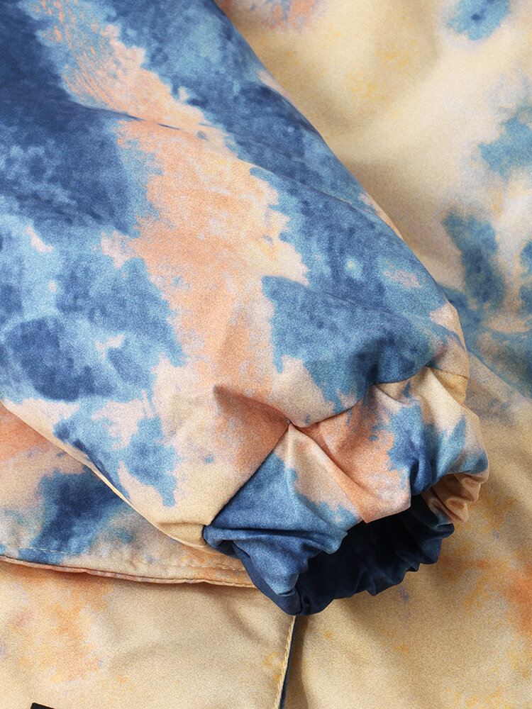 Miesten Solmio Värjätty Kaksinkertainen Läpällinen Tasku Vetoketjulla Paksu Löysä Hupullinen Takki