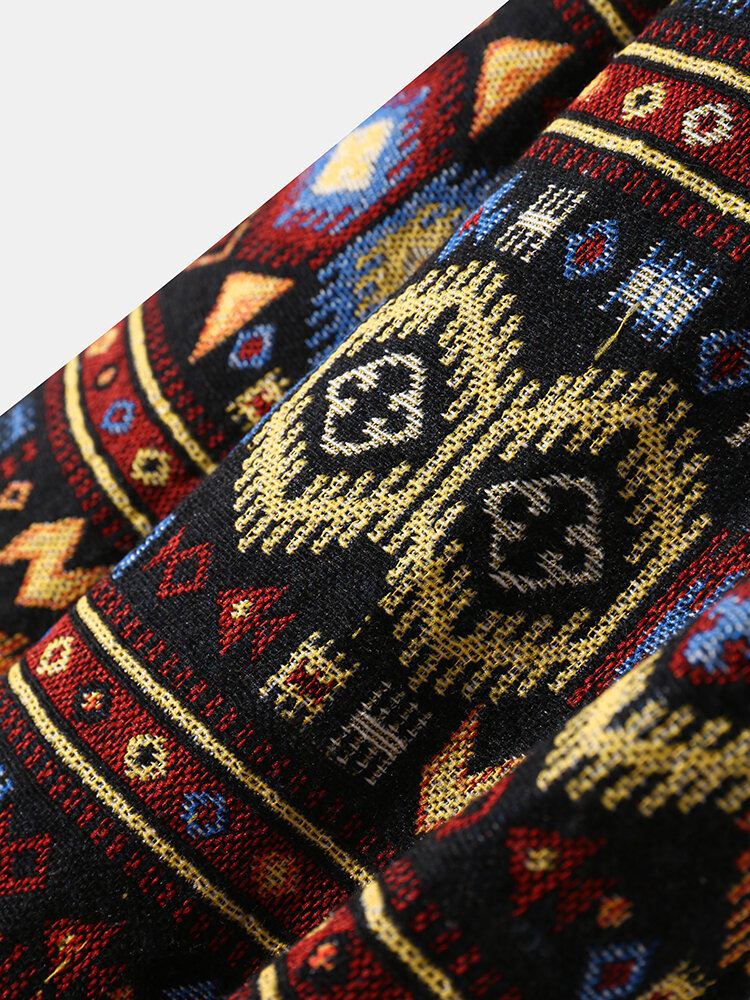 Miesten Tribal Pattern Retro Button Up Pitkähihaiset Vapaa-ajan Takit