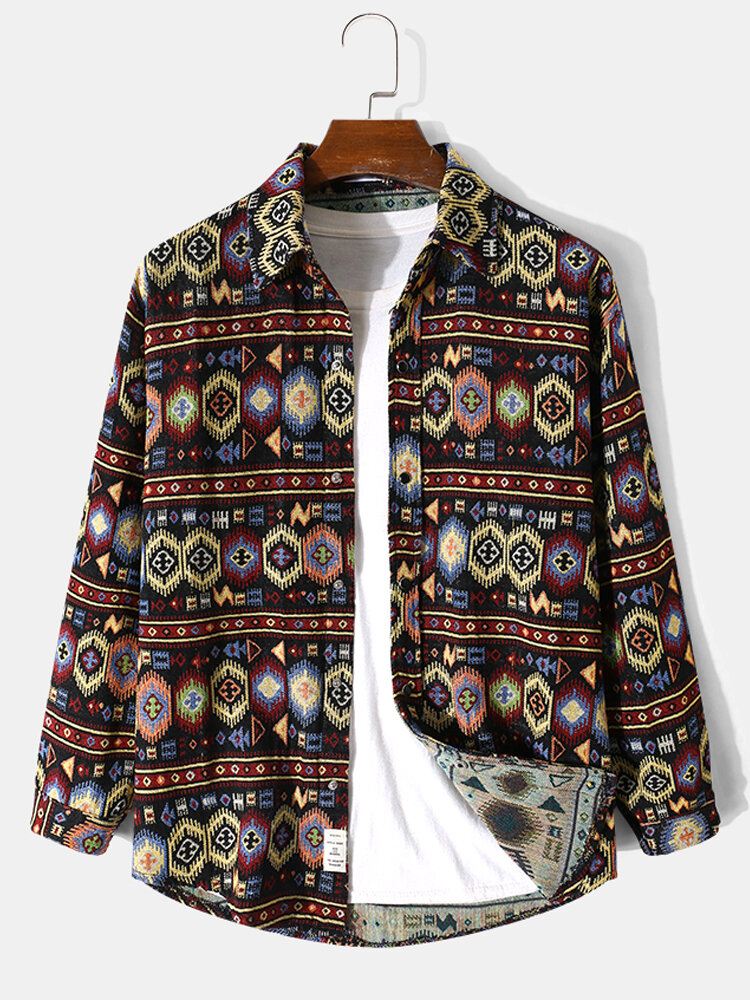 Miesten Tribal Pattern Retro Button Up Pitkähihaiset Vapaa-ajan Takit