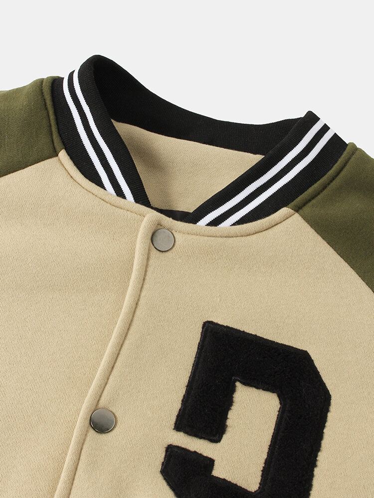 Miesten Vintage Paksu Raglan-hihainen Nappi Rento Löysä Varsity-takki