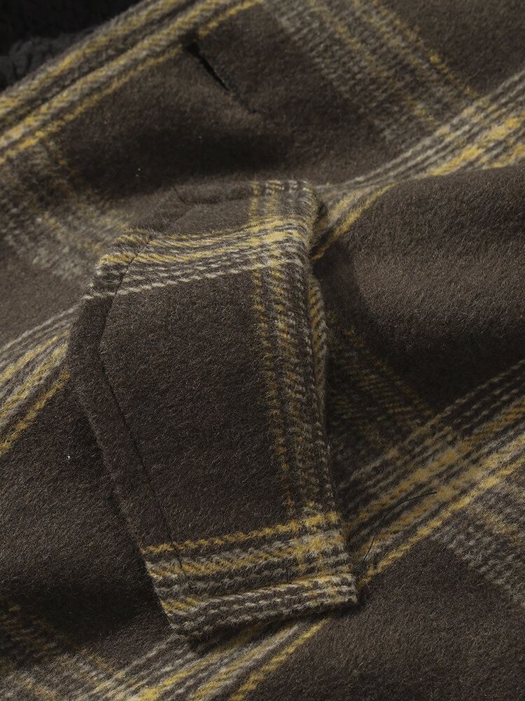 Miesten Vintage-ruudullinen Lämmin Lampaanvillavuorattu Rintatakki