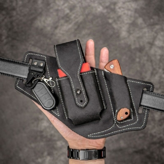 Miesten Edc Aito Nahka Vintage Vyölaukku Monitoimityökalu Avaimenperä Järjestäjä Vyölaukku