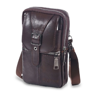 Miesten Lehmännahkainen Vintage-vyötärölaukku Kannettava Ulkourheilumatkapuhelimen Vyölaukku Cross Body Bag
