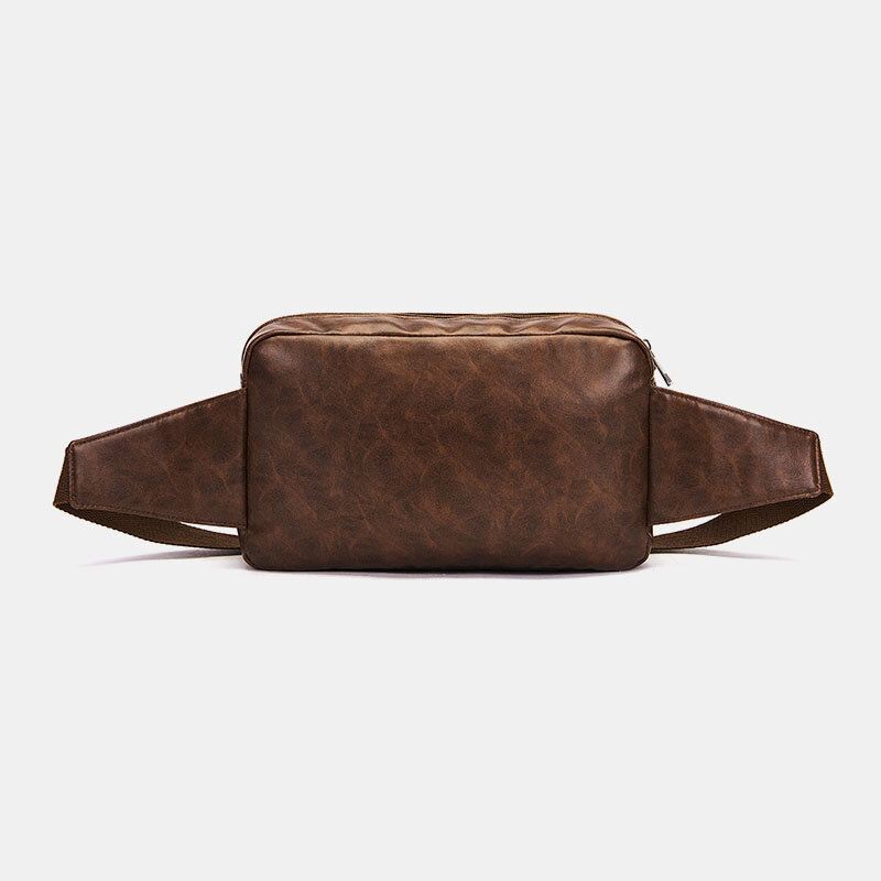 Miesten Yksivärinen Monitaskuinen Iso Vyölaukku Pehmeä Nahkainen Rintalaukku Crossbody-laukku