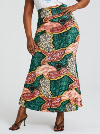 Afrikkalainen Tyyli Etninen Print Pakarat Korkea Vyötärö Bodycon Pitkä Hame
