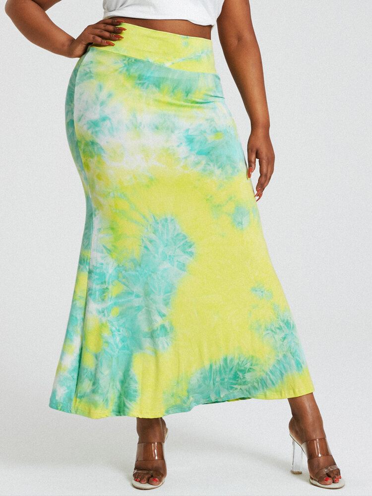 Tieväripainatus Korkeavyötäröiset Pakarat Bodycon Pitkä Hame