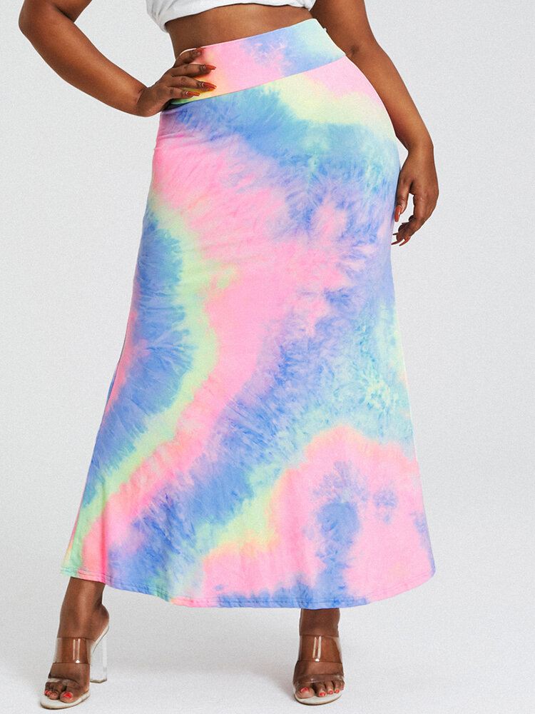 Tieväripainatus Korkeavyötäröiset Pakarat Bodycon Pitkä Hame