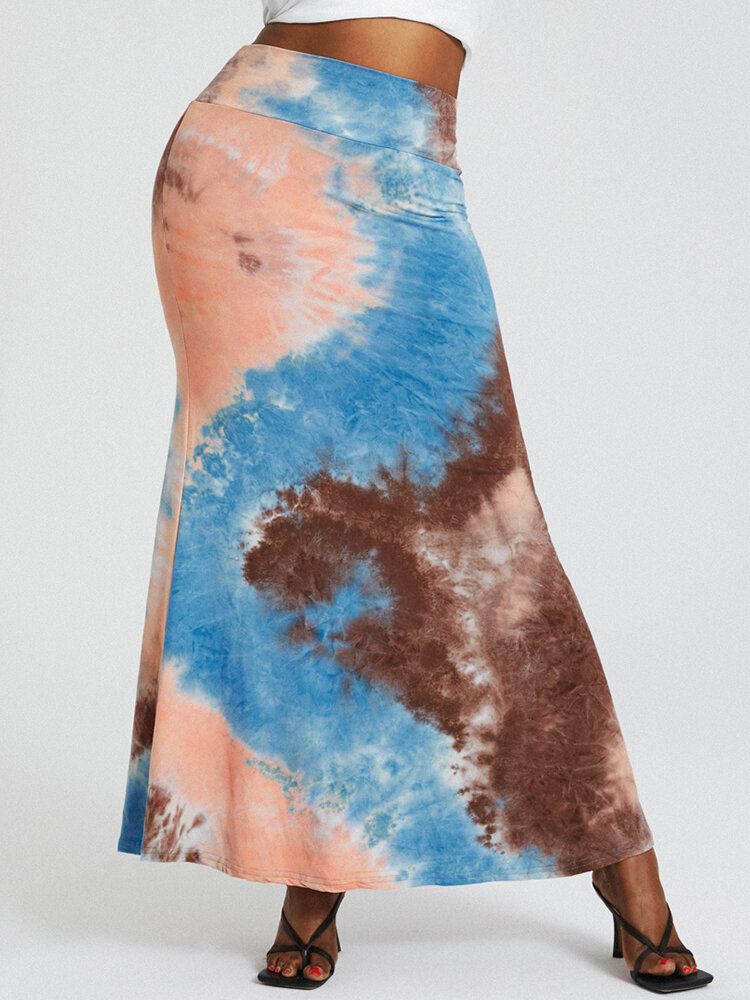 Tieväripainatus Korkeavyötäröiset Pakarat Bodycon Pitkä Hame
