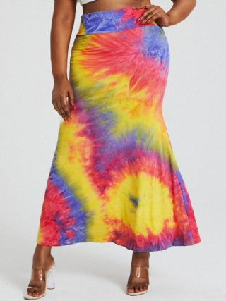Tieväripainatus Korkeavyötäröiset Pakarat Bodycon Pitkä Hame