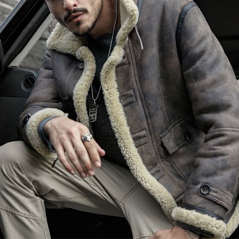 Charmkpr Miesten Pyörätakki Big Pocket Shearling Keinonahkaa