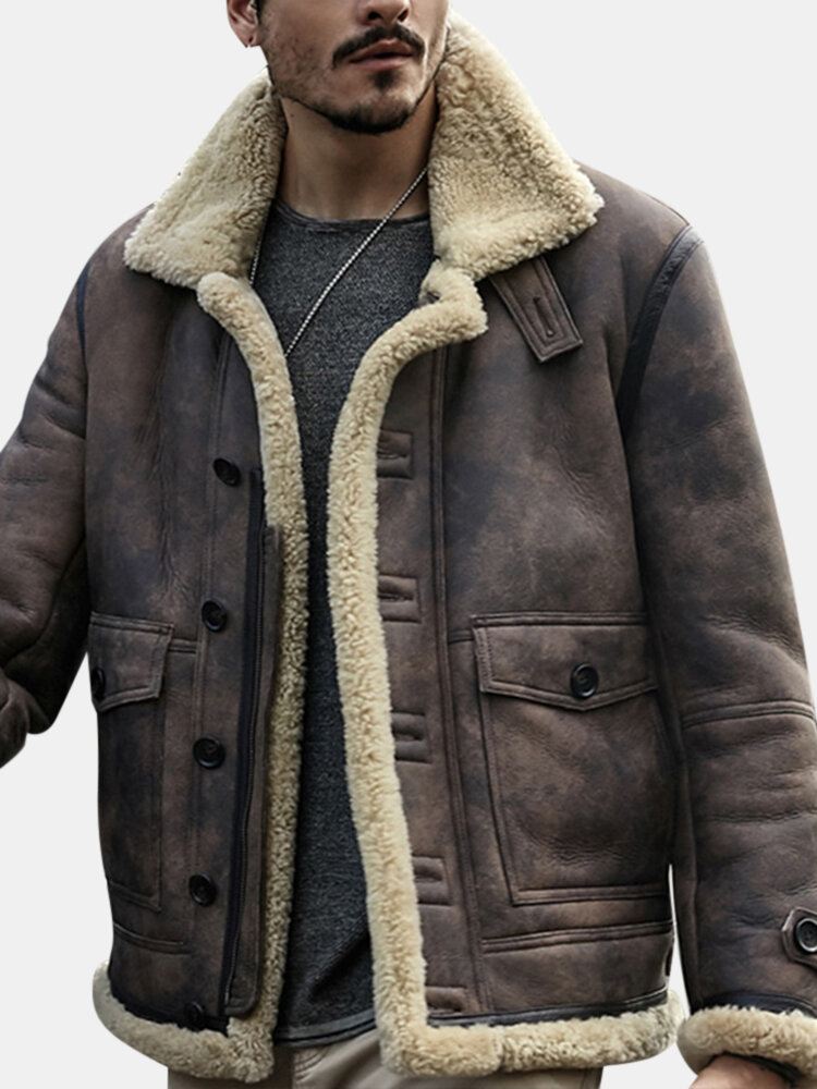 Charmkpr Miesten Pyörätakki Big Pocket Shearling Keinonahkaa