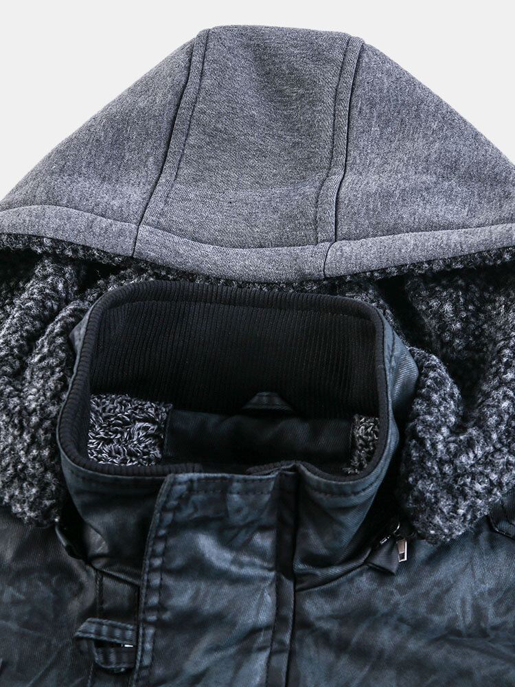 Miesten Hupullinen Taskullinen Pu-nahkainen Moottoripyörätakki