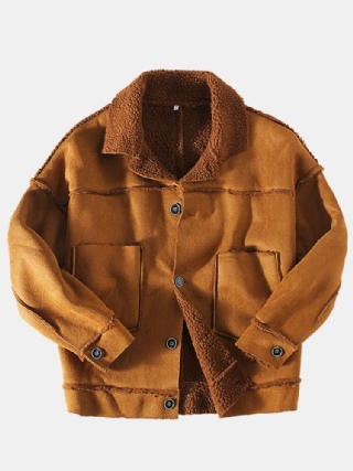 Miesten Vintage Fleece Pitkähihaiset Kaksinkertaiset Isot Taskut