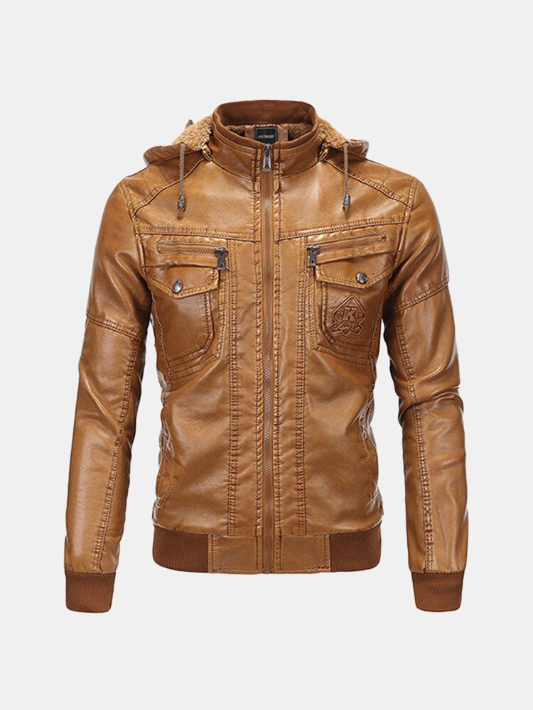 Vintage Thicken Moto Pu Casual-takki