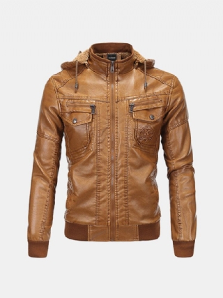 Vintage Thicken Moto Pu Casual-takki