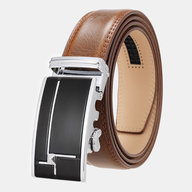 Miesten Aito Nahka Suorakaiteen Muotoinen Metalliseos Automaattinen Solki 3.5 cm Casual Business Wild Vyö