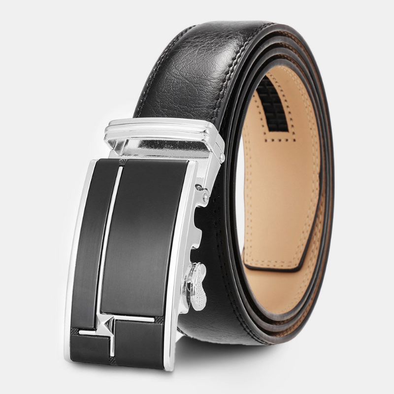 Miesten Aito Nahka Suorakaiteen Muotoinen Metalliseos Automaattinen Solki 3.5 cm Casual Business Wild Vyö