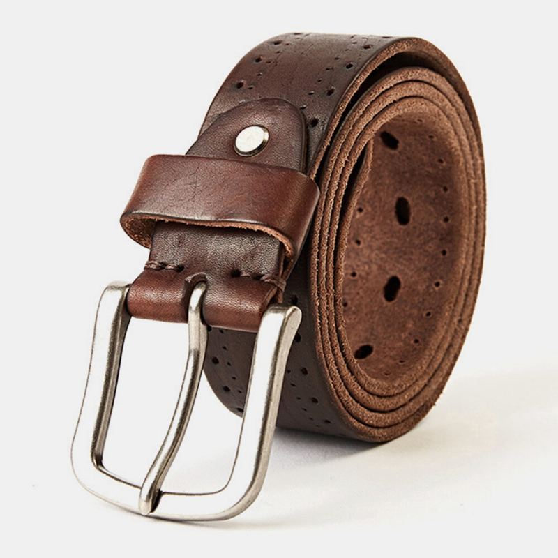 Miesten Aitoa Nahkaa Lehmännahkaa Hollow 110/115/120/125/130cm Retro Casual Pin Solki Hengittävät Farkut Puvut Vyö