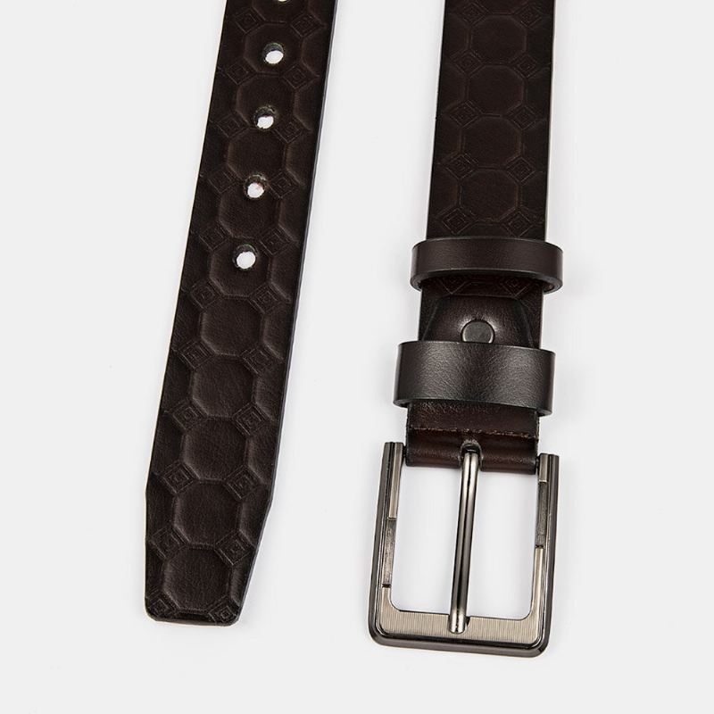 Miesten Monikulmio Tumma Kuviointi Neliökuvioinen Solki Business Casual Nahkavyö