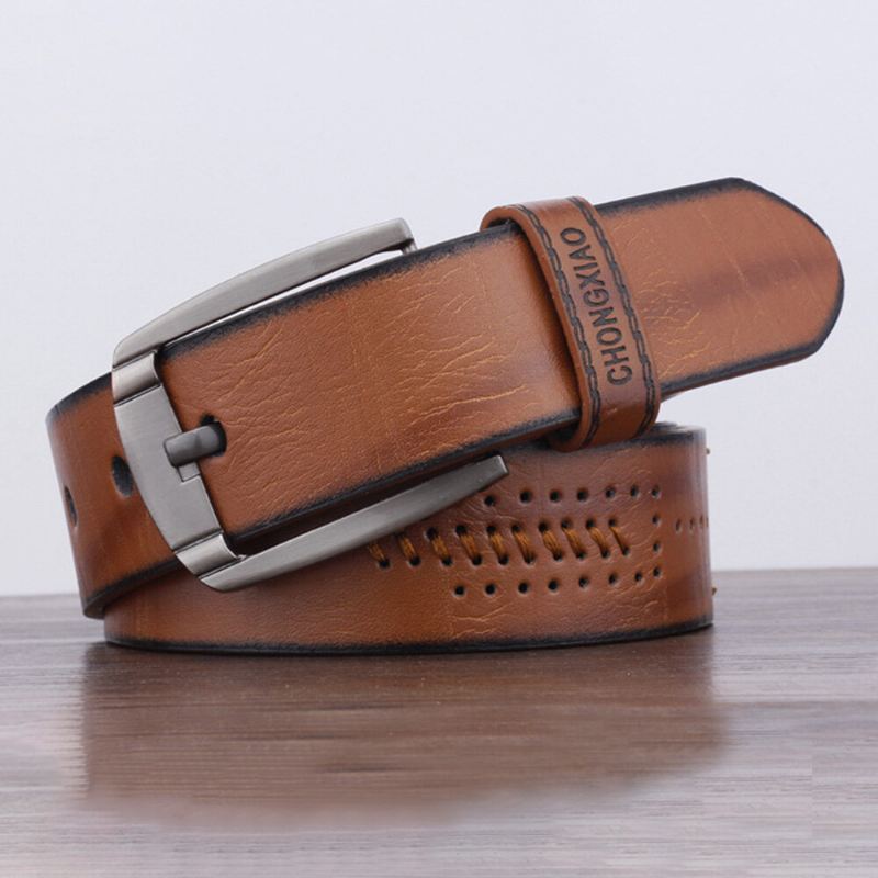 Miesten Pu Nahka Kirjainkuvio D-muotoinen Pin Solki Vintage Casual Business Vyö