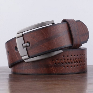 Miesten Pu Nahka Kirjainkuvio D-muotoinen Pin Solki Vintage Casual Business Vyö
