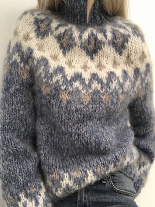 Naisten Vintage-kuvioinen Neulottu Raglan Sleeve Rento Villapaita