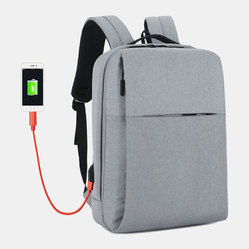 Miesten Polyesteri Usb-lataus Suurikapasiteettinen Kannettavan Tietokoneen Laukku Reppu
