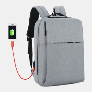 Miesten Polyesteri Usb-lataus Suurikapasiteettinen Kannettavan Tietokoneen Laukku Reppu