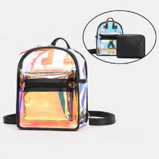 Naisten 2kpl Läpinäkyvä Jelly Multi-carry Mini Reppu Crossbody Laukku Käsilaukku