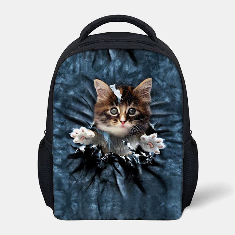 Unisex Animal Creative 3d-sarjakuva Söpö Kissa Rento Ulkona Pieni Reppu Koululaukku