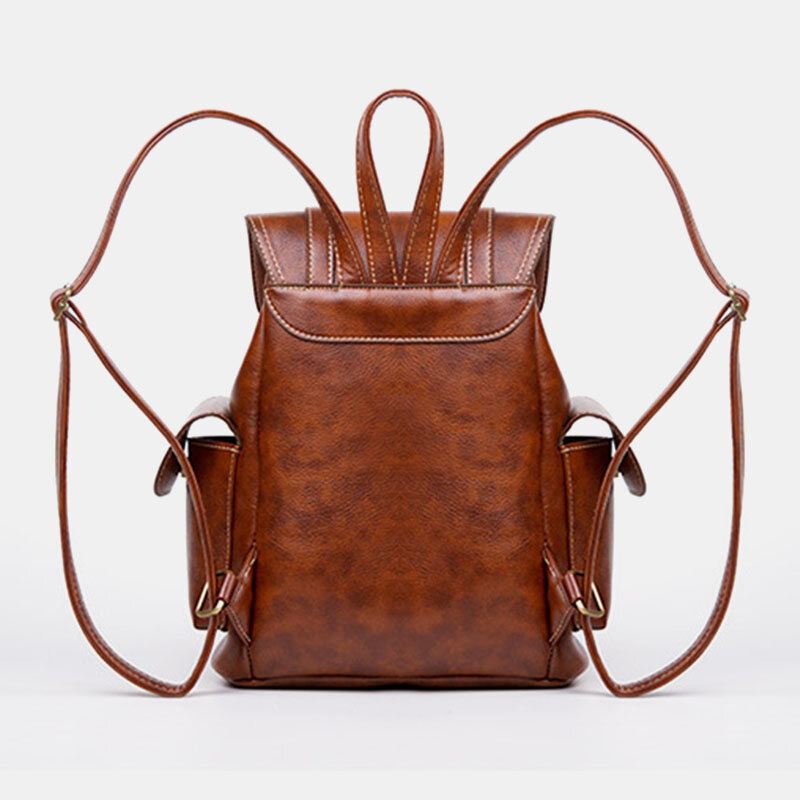 Unisex Keinonahka Business Retro Solid Color Päivittäinen Suuri Kapasiteetti Koululaukun Reppu